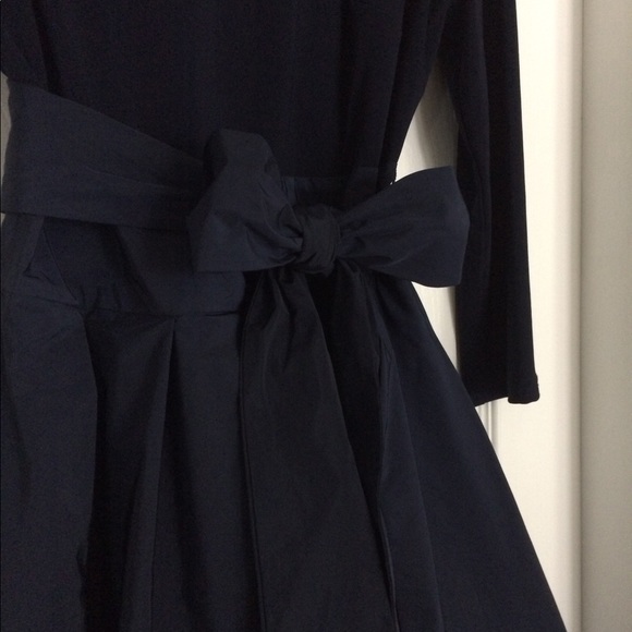 Joseph Ribkoff navy tee length dress with bow - Picture 7 of 8